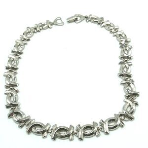 Vintage Marino Linked Choker Necklace Metal Silver-tone 1960s Signed